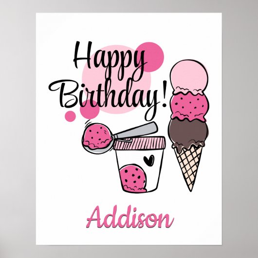 Poster de fête d'anniversaire de la crème glacée (Devant)