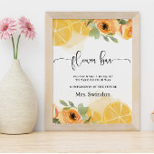 Poster de Fête des mariées de bar à fleurs et citr