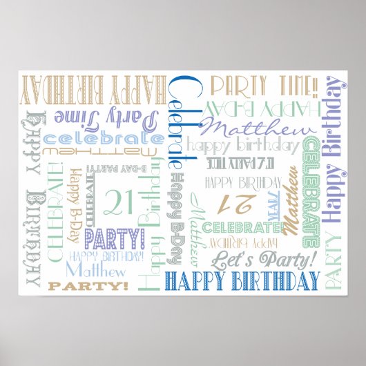 Poster de fête ! Fête d'anniversaire ! NOM ET ÂGE (Devant)