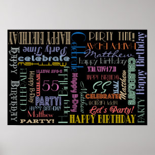Poster de fête ! Fête d'anniversaire ! NOM ET ÂGE