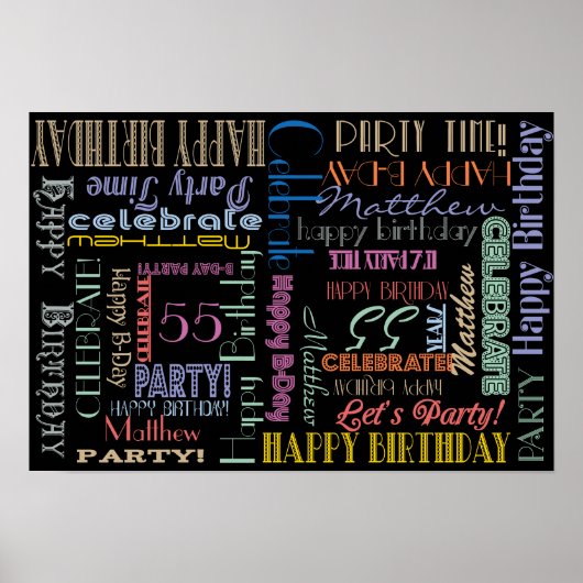 Poster de fête ! Fête d'anniversaire ! NOM ET ÂGE (Devant)