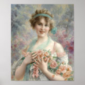 Poster de fille avec rose (Devant)