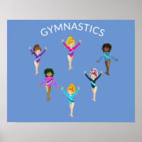 Poster de fille de gymnastique avec 6 gymnaste