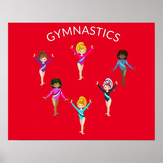 Poster de fille de gymnastique avec 6 gymnaste (Devant)