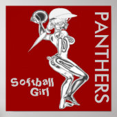 Poster de fille de softball Panthers (Devant)