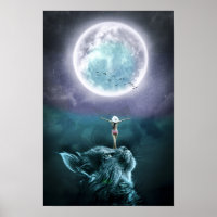 Poster de fille Imaginaire Cat Moon