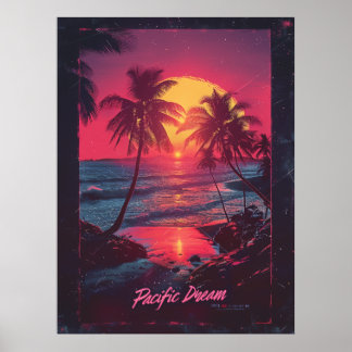 Poster de film des années 80 avec des palmiers au