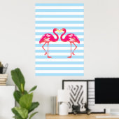 poster de Flamant rose, couleurs tropicales d'été, (Bureau à domicile)