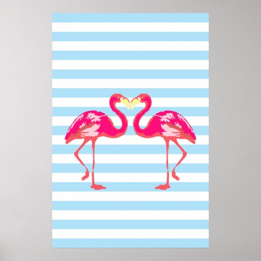 poster de Flamant rose, couleurs tropicales d'été, (Devant)