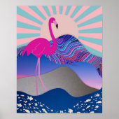 Poster de Flamant rose psychédélique Funky (Devant)