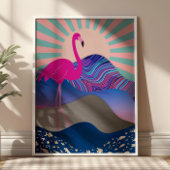 Poster de Flamant rose psychédélique Funky