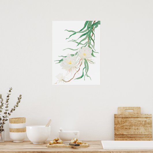 poster de fleurs d'épiphyllum blanc (Cuisine)