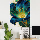 Poster de fleurs dorées | Art mur (Bureau à domicile)