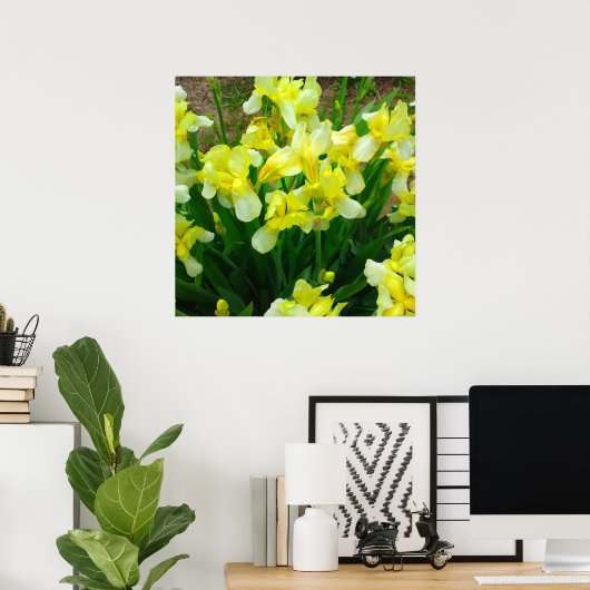Poster de fleurs en iris jaune (Bureau à domicile)