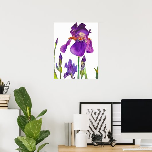 Poster de fleurs florales Iris Violet Iris Iris (Bureau à domicile)