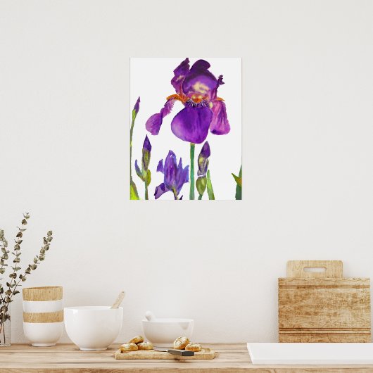 Poster de fleurs florales Iris Violet Iris Iris (Cuisine)