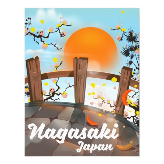 Poster de fleurs japonaises de Nagasaki. (Devant)