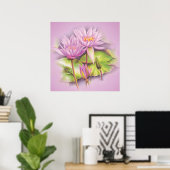 Poster de fleurs mauve de nénuphar (Bureau à domicile)