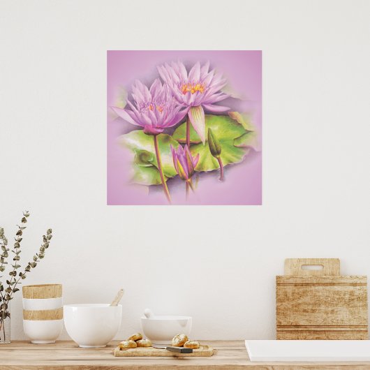 Poster de fleurs mauve de nénuphar (Cuisine)