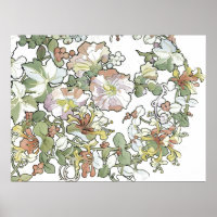 Poster de fleurs Mucha Art Nouveau Hollyhock