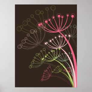 Poster de fleurs rose de Dandelions doux