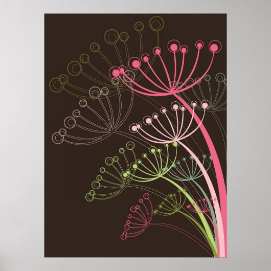 Poster de fleurs rose de Dandelions doux (Devant)