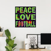 POSTER DE FOOTBALL PEACE LOVE (Bureau à domicile)