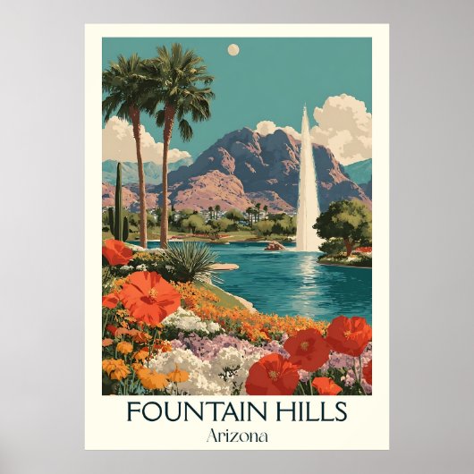 Poster de Fountain Hills Arizona Retro | Dèse vint (Devant)
