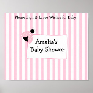 Poster de garde personnalisé pour Baby shower rose