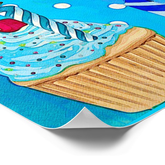 Poster de gâteau d'anniversaire bleu (Coin)