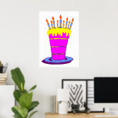 Poster de gâteau d'anniversaire rose géant (Bureau à domicile)