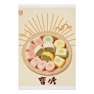 Poster de gâteau de riz - Tteok Coréen rétro