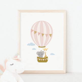 Poster de girafe et d'éléphant à air chaud