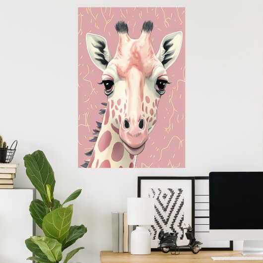 Poster de Giraffe Rose Cute (Bureau à domicile)