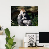 Poster de Gorilla à dos d'argent masculin (Bureau à domicile)