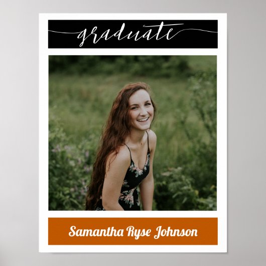 Poster de graduation photo Burnt Orange Modern Blo (Devant)