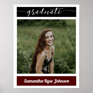 Poster de graduation photo Maroon Modern Block