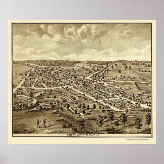 Poster De Graff, OH Carte panoramique - 1875 (Devant)
