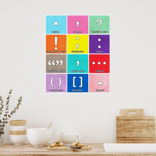Poster de grille des marques de ponctuation (Cuisine)