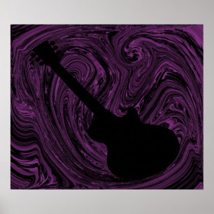 Poster de guitare Abstraite, Violet