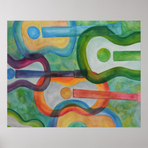 Poster de guitare aquarelle