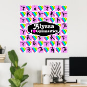 POSTER DE GYMNASTIQUE PERSONNALISÉ JOLIMENT ROSE (Bureau à domicile)