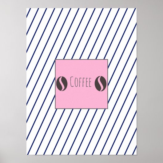 Poster de haricots de café Funky Plaque Bleu Strip (Devant)