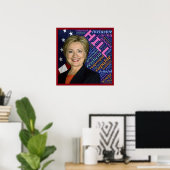 Poster de Hillary Clinton Prés, Drapeau et Mots d' (Bureau à domicile)