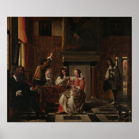 Poster De Hooch - Compagnie joyeuse (Devant)