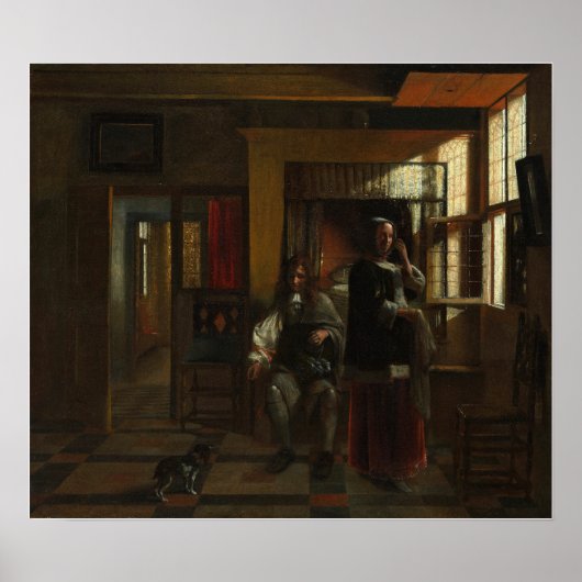 Poster De Hooch - Intérieur avec un jeune couple (Devant)