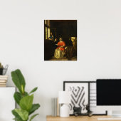 Poster De Hooch - Intérieur Avec Une Jeune Dame Lecture A (Bureau à domicile)