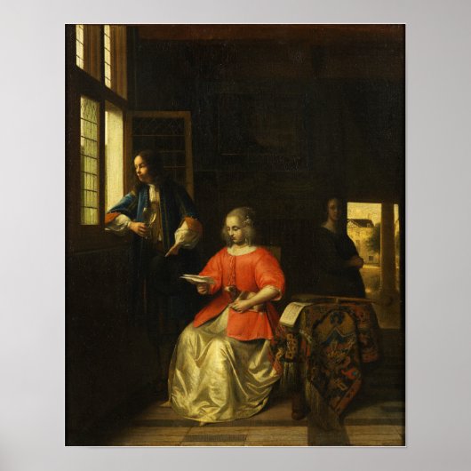 Poster De Hooch - Intérieur Avec Une Jeune Dame Lecture A (Devant)