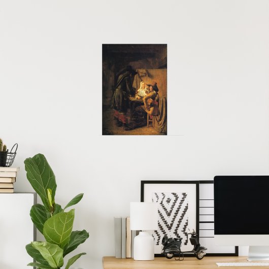 Poster De Hooch - Tric Trac Player (Bureau à domicile)