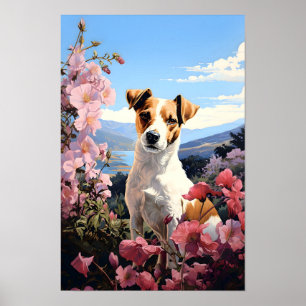 Poster de Jack Russell Terrier sur le paradis flor